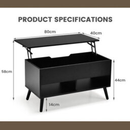Lift Top Coffee Table Modern Flip Top Cocktail Table Wooden Pull Up Center Table - thumbnail 2