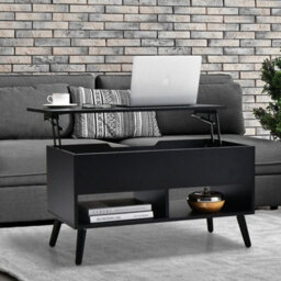 Lift Top Coffee Table Modern Flip Top Cocktail Table Wooden Pull Up Center Table - thumbnail 5