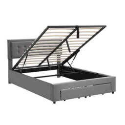 BTM Upholstered Bed Double Bed 4Ft6 135X190 Cm Velvet Fabric Large Storage Slats Headboard Without Mattress Grey - thumbnail 9