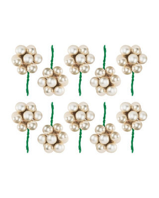Werchristmas Set Of 10 Glass Berry Cluster Baubles, Latte - image 1