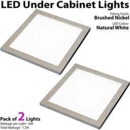 2-Pack Brushed Nickel Ultra-Slim Square Under Cabinet Kitchen Light Kit With Natural White Led - thumbnail 3