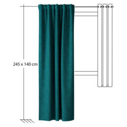 Bricoflor Blackout Curtain With Concealed Loops  - Blue - 2,45 X 1,40 M - Plain - thumbnail 4