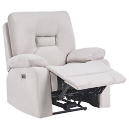 Beliani Electric Recliner Living Room Set 6 Seater Bergen Velvet Light Beige With Usb Port - thumbnail 5