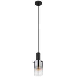 Luminosa Lighting Luminosa Florentina Slim Pendant Ceiling Light Matt Black Smoke Glass Shade 1X E27 - thumbnail 2