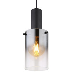 Luminosa Lighting Luminosa Florentina Slim Pendant Ceiling Light Matt Black Smoke Glass Shade 1X E27 - thumbnail 3