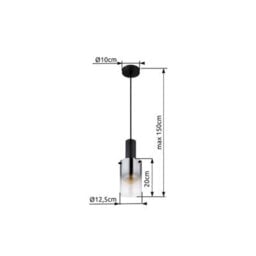 Luminosa Lighting Luminosa Florentina Slim Pendant Ceiling Light Matt Black Smoke Glass Shade 1X E27 - thumbnail 5