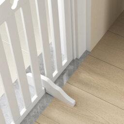 Pawhut Wooden Dog Gate, Freestanding Pet Gate With Support Feet, White - thumbnail 9
