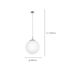 Eglo Rondo White Glass And Metal 1 Light Ceiling Pendant, (D) 30Cm - thumbnail 5