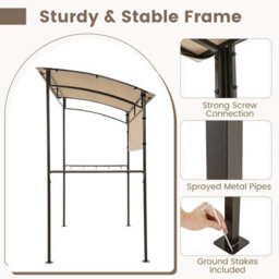 Costway 239 X 108 Cm Grill Gazebo Outdoor Patio Bbq Canopy W/ Metal Shelves-Beige - thumbnail 4