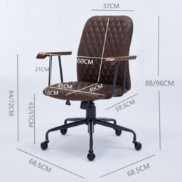 Office Chair, Padded Swivel Armchair With Wheel, Metal Armrest Microfiber Suede, Adjustable Height Max Load 150Kg  - 1 Pack - thumbnail 2