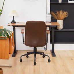 Office Chair, Padded Swivel Armchair With Wheel, Metal Armrest Microfiber Suede, Adjustable Height Max Load 150Kg  - 1 Pack - thumbnail 5