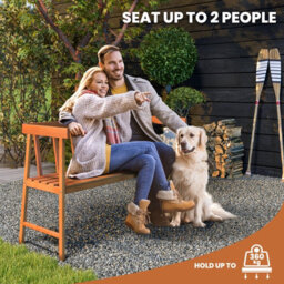 Costway 2-Person Outdoor Bench Patio Wooden Seat W/ Ergonomic Backrest-Natural - thumbnail 8