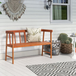 Costway 2-Person Outdoor Bench Patio Wooden Seat W/ Ergonomic Backrest-Natural - thumbnail 7