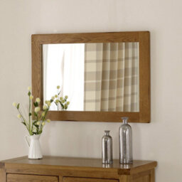 The Furniture Market Rustic Oak Medium Wall Mirror Solid Oak Chunky Frame  H600 X W900 X D28mm - thumbnail 1