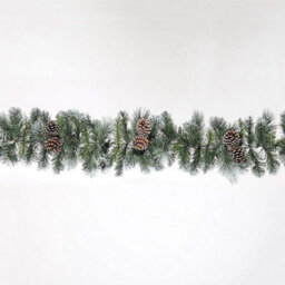 9Ft Frosted Glacier Christmas Garland Decoration - Snowy With Pinecones - 270Cm X 25Cm - thumbnail 2