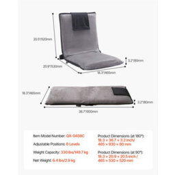 Vevor Floor Chair, 6-Position Adjustable Meditation Chair With Back Support, Folding Sofa Chair For Reading Tv Watching - thumbnail 7