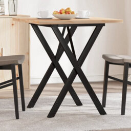 Berkfield Dining Table X-Frame 70X70X75.5 Cm Solid Wood Pine And Steel - thumbnail 1