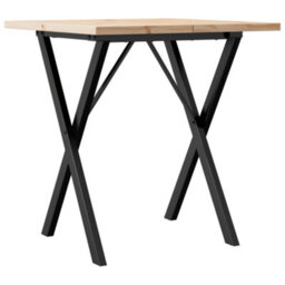 Berkfield Dining Table X-Frame 70X70X75.5 Cm Solid Wood Pine And Steel - thumbnail 2