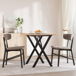 Berkfield Dining Table X-Frame 70X70X75.5 Cm Solid Wood Pine And Steel - thumbnail 3