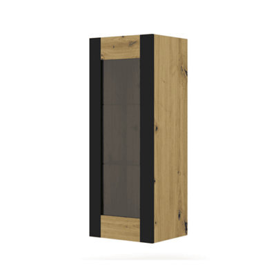 Arte Mondi A Wall Hung Display Cabinet In Oak Artisan W480mm X H1250mm X D400mm - image 1