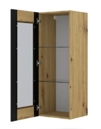 Arte Mondi A Wall Hung Display Cabinet In Oak Artisan W480mm X H1250mm X D400mm - thumbnail 2