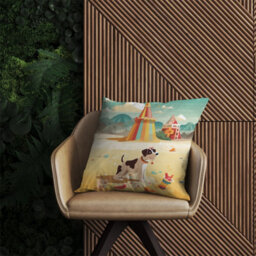 Warren Reed Designer Doggy On A Beach Holiday Outdoor Cushion 45Cm X 45Cm - thumbnail 2