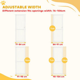 Pawhut 180Cm Extra Tall Pet Gate Cat Gate With Narrow Gap, 77-104Cm Wide - thumbnail 6