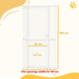 Pawhut 180Cm Extra Tall Pet Gate Cat Gate With Narrow Gap, 77-104Cm Wide - thumbnail 3