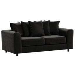Furnishings For Less UK Brooklyn Plush Velvet Fabric Sofa Set 3 And 2 Seater Sofa Foam Black - thumbnail 2