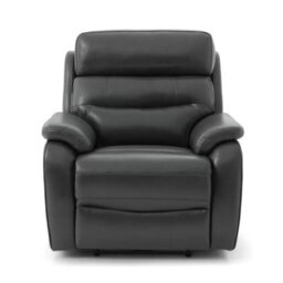 Fletcher Dark Grey Leather Power Recliner Armchair With Power Headrest, Usb Charging, Pocket Sprung Seat & Top Grain Leather - thumbnail 3