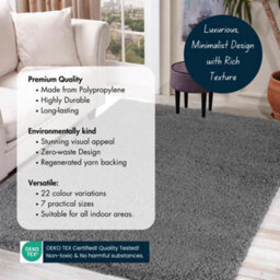 Desire Rugs Plain Living Room Shaggy Area Rugs Dark Grey 120X170 Cm - thumbnail 3