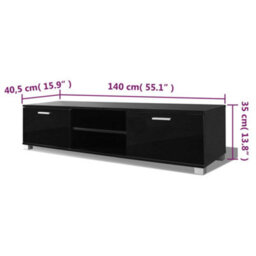 Vidaxl Tv Cabinet High-Gloss Black 140X40.5X35 Cm - thumbnail 5