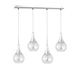 Luminosa Lighting Luminosa Lacrima Bar Pendant Ceiling Light Silver Transparent Glass Shade 4X E27 - thumbnail 1