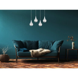 Luminosa Lighting Luminosa Lacrima Bar Pendant Ceiling Light Silver Transparent Glass Shade 4X E27 - thumbnail 3