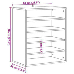 Vidaxl Shoe Cabinet Sonoma Oak 60X35X70 Cm Engineered Wood - thumbnail 3