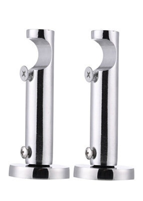 Lister Cartwright 19mm Curtain Pole Ends Brackets With Adjustable Screws Metal Finish (Pack Of 2)