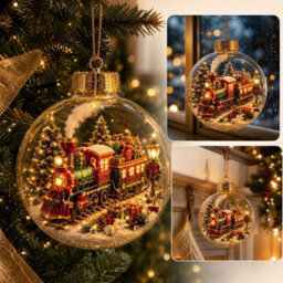 Amorly Lighted Christmas Ornament Clear Pvc Globe Hanging Decoration Glowing Christmas Ornament For Christmas Tree Holiday Decor(Train) - thumbnail 5