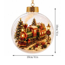 Amorly Lighted Christmas Ornament Clear Pvc Globe Hanging Decoration Glowing Christmas Ornament For Christmas Tree Holiday Decor(Train) - thumbnail 6