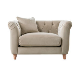 Furnishings For Less UK Elsie Velvet Chesterfield Plush Velvet Putty Armchair - thumbnail 1