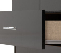 Seconique Nevada Mirrored 2 Door 1 Drawer Robe In Black Gloss Finish - thumbnail 6