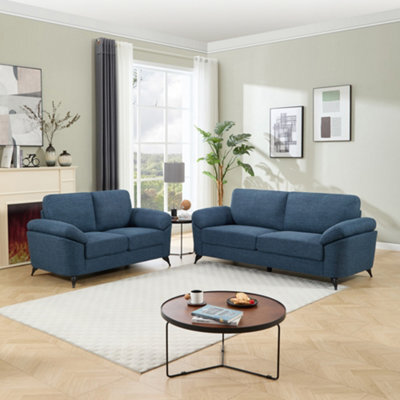 More4Homes Malmo Modern Scandi Style Fabric Living Room 2+3 Seater Sofa Set (Blue) - image 1