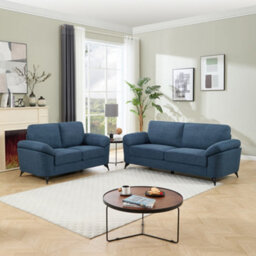 More4Homes Malmo Modern Scandi Style Fabric Living Room 2+3 Seater Sofa Set (Blue)