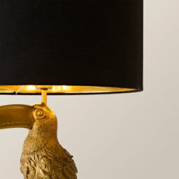 Valuelights Tuki Toucan Black With Gold Inner Shade Bronze Table Lamp With Bulb - thumbnail 4