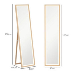 Dimming Full Length Mirror W/ Lights Oak - thumbnail 2