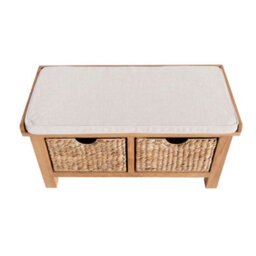 Surrey Oak Hallway Storage Bench With Baskets - Fully Assembled By Roseland Furniture - thumbnail 5