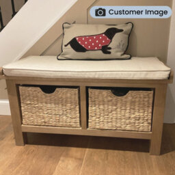 Surrey Oak Hallway Storage Bench With Baskets - Fully Assembled By Roseland Furniture - thumbnail 3
