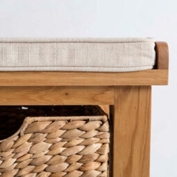 Surrey Oak Hallway Storage Bench With Baskets - Fully Assembled By Roseland Furniture - thumbnail 9