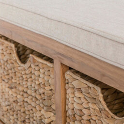 Surrey Oak Hallway Storage Bench With Baskets - Fully Assembled By Roseland Furniture - thumbnail 8
