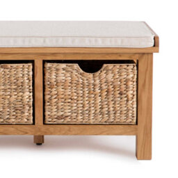 Surrey Oak Hallway Storage Bench With Baskets - Fully Assembled By Roseland Furniture - thumbnail 7