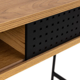 Furniture To Go Angus Office Desk With Sliding Door In Oak & Black - thumbnail 6